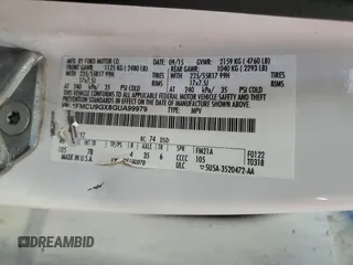 2016 Ford Escape SE с VIN 1FMCU9GX8GUA99979, выставлен на аукционе Copart как лот 57623295 с пробегом 124 813 миль миль и Списание • Salvage title. История ставок и продаж доступна на DreamBid. Изображение 14.