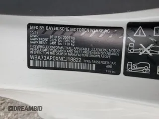 2022 BMW 4 Series 430i xDrive with VIN WBA73AP0XNCJ18822, listed as a Copart auction lot 51019155 with 41,964 mi miles and Salvage title. Bid and sale history available at DreamBid. Image 13.
