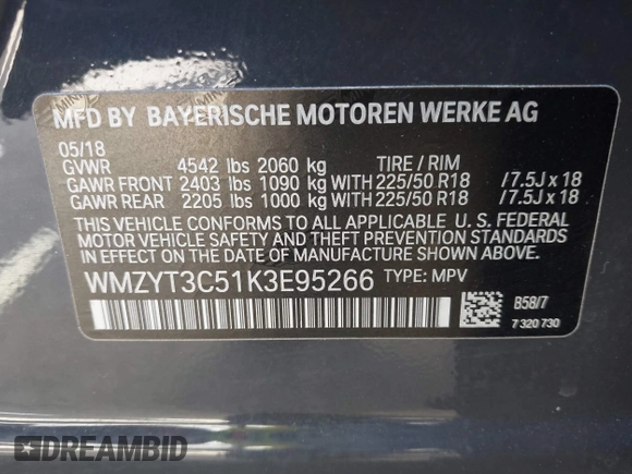 2019 MINI Countryman Cooper S with VIN WMZYT3C51K3E95266, listed as a IAAI auction lot 42531352 with 67,987 mi miles and . Bid and sale history available at DreamBid. Image 9.