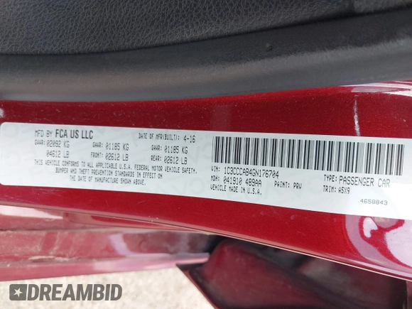 2016 Chrysler 200 Limited with VIN 1C3CCCAB4GN176704, listed as a IAAI auction lot 42130167 with 212,514 mi miles and . Bid and sale history available at DreamBid. Image 9.