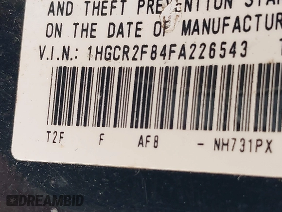2015 Honda Accord EX-L with VIN 1HGCR2F84FA226543, listed as a IAAI auction lot 42492672 with 164,130 mi miles and . Bid and sale history available at DreamBid. Image 9.