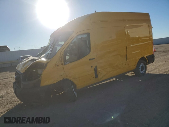 2023 Ford Transit Cargo with VIN 1FTBR1X89PKA25414, listed as a Copart auction lot 46476085 with 61,328 mi miles and Salvage title. Bid and sale history available at DreamBid. Image 1.