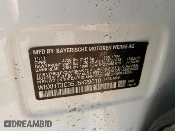 2018 BMW X1 xDrive28i z VIN WBXHT3C35J5K29010, wystawiony jako Copart lot #47537165 z przebiegiem 90 779 mil mil oraz Szkoda całkowita • Salvage title. Historia ofert i sprzedaży dostępna na DreamBid. Obrazek 12.
