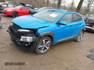 2020 Hyundai Kona Ultimate with VIN KM8K5CA54LU428684, listed as a IAAI auction lot 41723215 with 80,917 mi miles. Bid and sale history available at carsss.com. Image 2.