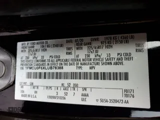 2020 Ford Escape S z VIN 1FMCU0F6XLUB78388, wystawiony jako Copart lot #56103685 z przebiegiem 71 508 mil mil oraz Szkoda całkowita • Salvage title. Historia ofert i sprzedaży dostępna na DreamBid. Obrazek 14.