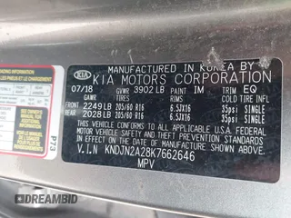 2019 Kia Soul z VIN KNDJN2A28K7662646, wystawiony jako IAAI lot #42246288 z przebiegiem 62 825 mil mil oraz . Historia ofert i sprzedaży dostępna na DreamBid. Obrazek 9.