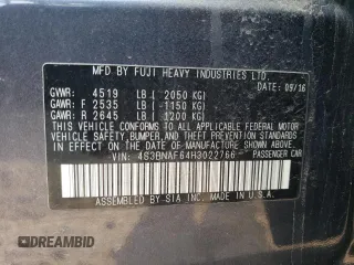 2017 Subaru Legacy Premium with VIN 4S3BNAF64H3022766, listed as a Copart auction lot 58123685 with Not provided miles and Salvage title. Bid and sale history available at DreamBid. Image 12.