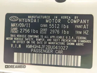 2011 Hyundai Equus Signature z VIN KMHGH4JF2BU041027, wystawiony jako IAAI lot #41891913 z przebiegiem 139 278 mil mil oraz . Historia ofert i sprzedaży dostępna na DreamBid. Obrazek 9.