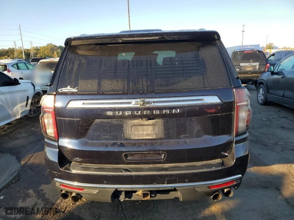 2021 Chevrolet Suburban High Country with VIN 1GNSKGKL4MR288794, listed as a Copart auction lot 76578114 with 129,775 mi miles and Salvage Title. Bid and sale history available at carsss.com. Image 6.