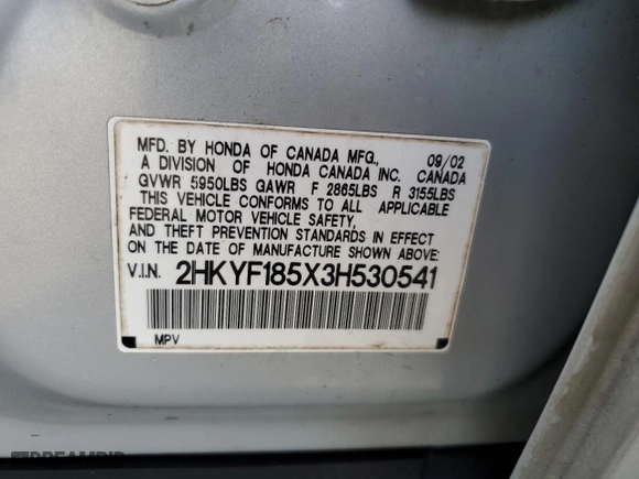 2003 Honda Pilot EX with VIN 2HKYF185X3H530541, listed as a Copart auction lot 49864285 with 296,419 mi miles and Salvage Title. Bid and sale history available at carsss.com. Image 13.