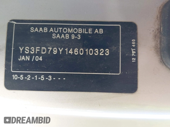 2004 Saab 9-3 Arc z VIN YS3FD79Y146010323, wystawiony jako IAAI lot #41482766 z przebiegiem 71 017 mil mil oraz . Historia ofert i sprzedaży dostępna na DreamBid. Obrazek 9.