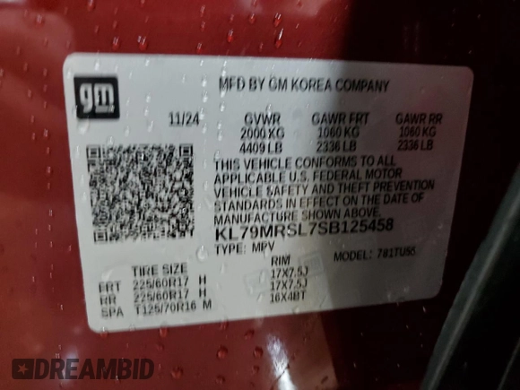 2025 Chevrolet TrailBlazer LT with VIN KL79MRSL7SB125458, listed as a Copart auction lot 45204575 with Not Provided miles and Non Repairable. Bid and sale history available at DreamBid. Image 13.