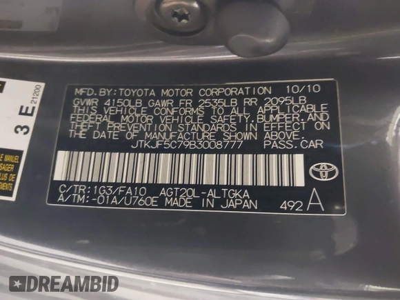 2011 Scion tC z VIN JTKJF5C79B3008777, wystawiony jako IAAI lot #41872563 z przebiegiem 149 715 mil mil oraz . Historia ofert i sprzedaży dostępna na DreamBid. Obrazek 9.