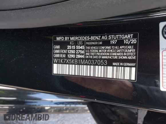 2021 Mercedes-Benz AMG GT 43 z VIN W1K7X5KB1MA037053, wystawiony jako IAAI lot #41730060 z przebiegiem 66 351 mil mil oraz . Historia ofert i sprzedaży dostępna na DreamBid. Obrazek 9.