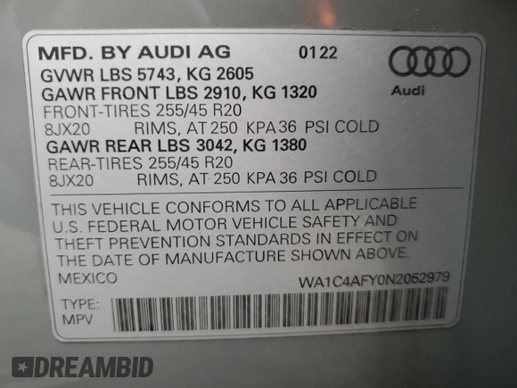 2022 Audi SQ5 Prestige with VIN WA1C4AFY0N2052979, listed as a Copart auction lot 48447473 with 10,764 mi miles. Bid and sale history available at carsss.com. Image 13.