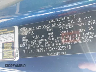 2019 Kia Forte LXS with VIN 3KPF24ADXKE029318, listed as a IAAI auction lot 41307045 with 97,763 mi miles and . Bid and sale history available at carsss.com. Image 9.