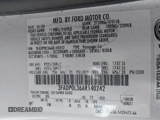 2010 Ford Fusion Hybrid with VIN 3FADP0L36AR140242, listed as a IAAI auction lot 41895012 with 236,943 mi miles and . Bid and sale history available at DreamBid. Image 9.