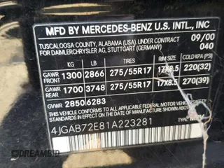 2001 Mercedes-Benz M 320/430/500 z VIN 4JGAB72E81A223281, wystawiony jako Copart lot #71578344 z przebiegiem 112 186 mil mil oraz Czysty tytuł • Clean title. Historia ofert i sprzedaży dostępna na DreamBid. Obrazek 13.