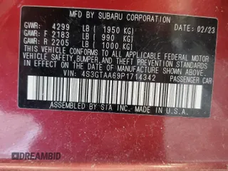 2023 Subaru Impreza with VIN 4S3GTAA69P1714342, listed as a Copart auction lot 63638035 with 26,141 mi miles and Salvage title. Bid and sale history available at DreamBid. Image 13.