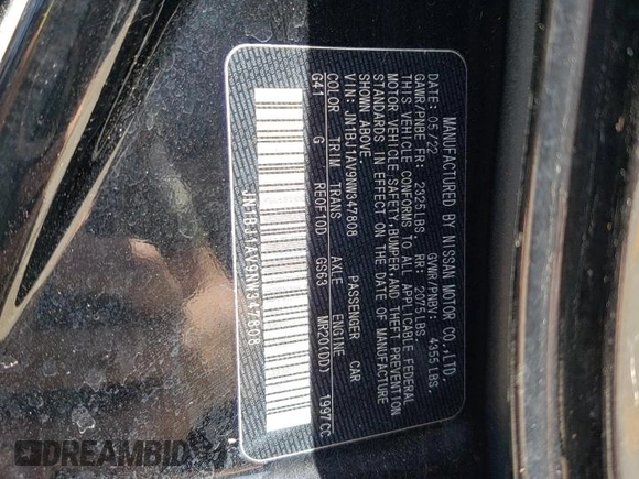 2022 Nissan Rogue S with VIN JN1BJ1AV9NW347808, listed as a Copart auction lot 52240685 with 53,078 mi miles and Salvage title. Bid and sale history available at DreamBid. Image 13.