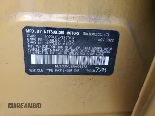 2023 Mitsubishi Mirage Black Edition с VIN ML32AWHJ7PH003272, выставлен на аукционе Copart как лот 52602675 с пробегом 26 712 миль миль и Списание • Salvage title. История ставок и продаж доступна на DreamBid. Изображение 12.