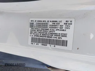 2015 Honda Odyssey EX-L with VIN 5FNRL5H62FB106545, listed as a IAAI auction lot 42115849 with 122,718 mi miles and . Bid and sale history available at DreamBid. Image 9.