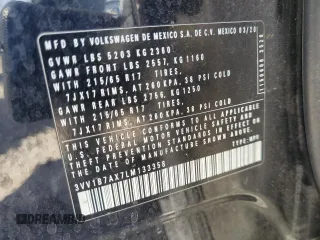 2020 Volkswagen Tiguan S z VIN 3VV1B7AX7LM133358, wystawiony jako Copart lot #61960445 z przebiegiem 74 698 mil mil oraz Szkoda całkowita • Salvage title. Historia ofert i sprzedaży dostępna na DreamBid. Obrazek 12.