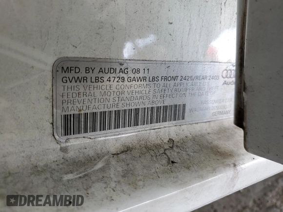 2012 Audi A4 Premium с VIN WAUAFAFL2CN008325, выставлен на аукционе Copart как лот 48272915 с пробегом 124 045 миль миль и Чистый • Clean title. История ставок и продаж доступна на DreamBid. Изображение 12.