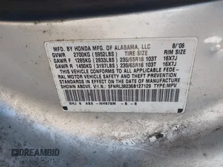2006 Honda Odyssey LX with VIN 5FNRL38236B127129, listed as a IAAI auction lot 42041994 with 282,313 mi miles. Bid and sale history available at carsss.com. Image 9.