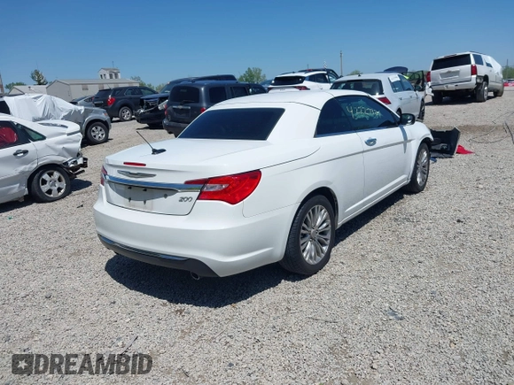 2012 Chrysler 200 Limited with VIN 1C3BCBFG9CN233676, listed as a IAAI auction lot 42227321 with 213,488 mi miles and . Bid and sale history available at DreamBid. Image 4.