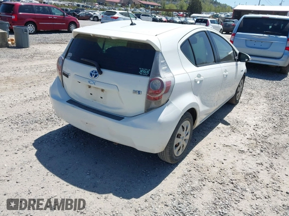 2012 Toyota Prius One with VIN JTDKDTB35C1003027, listed as a IAAI auction lot 42053907 with 174,707 mi miles. Bid and sale history available at carsss.com. Image 4.