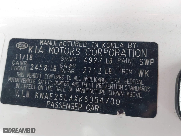 2019 Kia Stinger Premium with VIN KNAE25LAXK6054730, listed as a IAAI auction lot 41392041 with 62,457 mi miles. Bid and sale history available at carsss.com. Image 9.