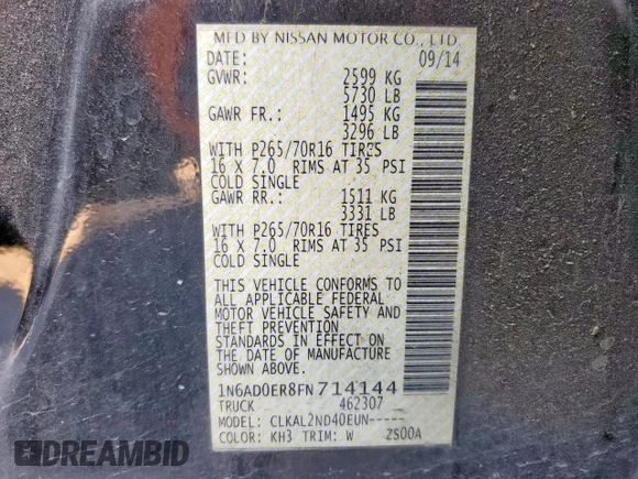 2015 Nissan Frontier SV z VIN 1N6AD0ER8FN714144, wystawiony jako Copart lot #52053695 z przebiegiem 127 874 mil mil oraz Szkoda całkowita • Salvage title. Historia ofert i sprzedaży dostępna na DreamBid. Obrazek 13.