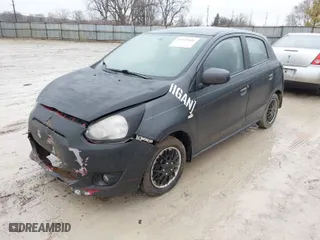 2015 Mitsubishi Mirage DE with VIN ML32A3HJ5FH005020, listed as a IAAI auction lot 41523936 with 135,808 mi miles. Bid and sale history available at carsss.com. Image 2.