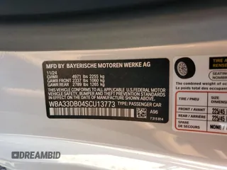 2025 BMW 4 Series 430i z VIN WBA33DB04SCU13773, wystawiony jako Copart lot #54585385 z przebiegiem Nie podano mil oraz Szkoda całkowita • Salvage title. Historia ofert i sprzedaży dostępna na DreamBid. Obrazek 13.