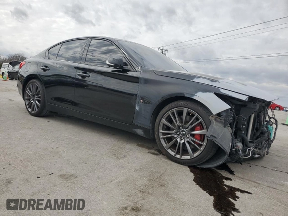 2017 Infiniti Q50 Red Sport 400 with VIN JN1FV7AP3HM850700, listed as a Copart auction lot 49844005 with 58,257 mi miles and Salvage title. Bid and sale history available at DreamBid. Image 4.