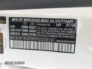 2024 Mercedes-Benz C 300 with VIN W1KAF4GB9RR237814, listed as a IAAI auction lot 42248104 with 3,045 mi miles and . Bid and sale history available at DreamBid. Image 9.