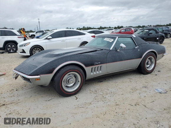 1969 Chevrolet Corvette z VIN 1946795712213, wystawiony jako Copart lot #74741564 z przebiegiem 92 858 mil mil oraz Szkoda całkowita • Salvage title. Historia ofert i sprzedaży dostępna na DreamBid. Obrazek 1.