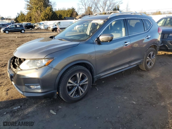 2017 Nissan Rogue SV with VIN JN8AT2MV9HW283802, listed as a Copart auction lot 44013585 with 68,976 mi miles and Salvage Title. Bid and sale history available at carsss.com. Image 1.