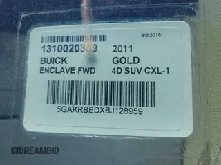2011 Buick Enclave CXL-1 with VIN 5GAKRBEDXBJ128959, listed as a IAAI auction lot 41743273 with 164,213 mi miles. Bid and sale history available at carsss.com. Image 9.