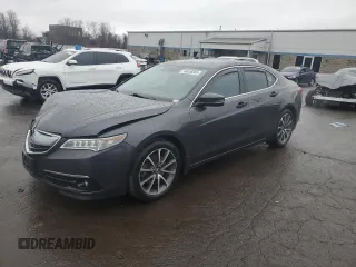 2015 Acura TLX V6 Advance with VIN 19UUB2F74FA023099, listed as a Copart auction lot 48636865 with 74,499 mi miles and Salvage Title. Bid and sale history available at carsss.com. Image 1.