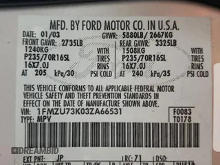 2003 Ford Explorer XLT с VIN 1FMZU73K03ZA66531, выставлен на аукционе Copart как лот 61085955 с пробегом 225 514 миль миль и Списание • Salvage title. История ставок и продаж доступна на DreamBid. Изображение 13.