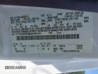 2011 Ford Econoline Cargo Commercial with VIN 1FTNE2EW2BDA58039, listed as a IAAI auction lot 42790590 with 240,510 mi miles and . Bid and sale history available at DreamBid. Image 9.