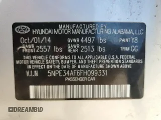 2015 Hyundai Sonata Limited with VIN 5NPE34AF6FH099331, listed as a Copart auction lot 45665955 with 93,913 mi miles and Salvage Title. Bid and sale history available at carsss.com. Image 13.