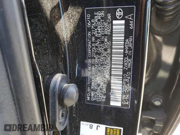 2010 Toyota Prius II with VIN JTDKN3DU5A0188105, listed as a Copart auction lot 53746865 with 337,441 mi miles and Salvage Title. Bid and sale history available at carsss.com. Image 13.