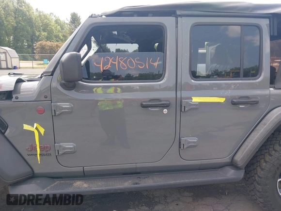 2021 Jeep Wrangler Unlimited Rubicon with VIN 1C4HJXFN3MW816375, listed as a IAAI auction lot 42480514 with 62,324 mi miles and . Bid and sale history available at DreamBid. Image 14.