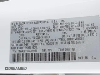 2024 Mazda CX-50 Premium z VIN 7MMVABDY8RN209081, wystawiony jako IAAI lot #42009149 z przebiegiem 18 369 mil mil oraz . Historia ofert i sprzedaży dostępna na DreamBid. Obrazek 9.