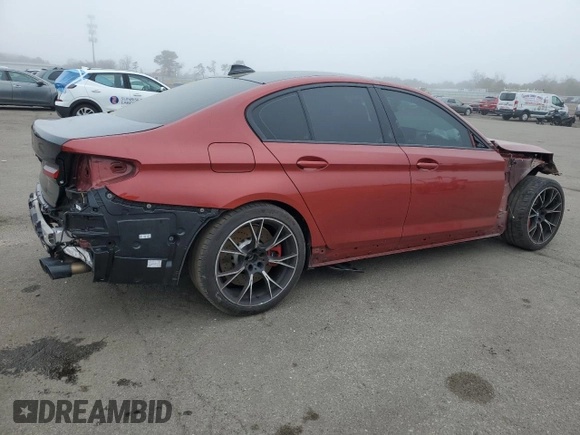 2021 BMW M5 with VIN WBS83CH03MCG00754, listed as a Copart auction lot 50154465 with 34,540 mi miles and Salvage Title. Bid and sale history available at carsss.com. Image 3.