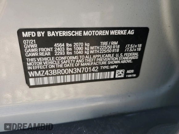 2022 MINI Countryman Cooper with VIN WMZ43BR00N3N70142, listed as a Copart auction lot 86846004 with 38,921 mi miles and Clean title. Bid and sale history available at DreamBid. Image 12.