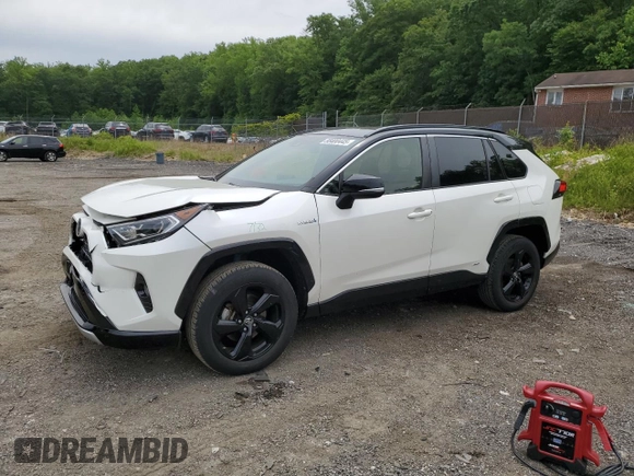2019 Toyota RAV4 Hybrid XSE with VIN JTMEWRFV4KJ004433, listed as a Copart auction lot 58400445 with 101,108 mi miles and Salvage title. Bid and sale history available at DreamBid. Image 1.
